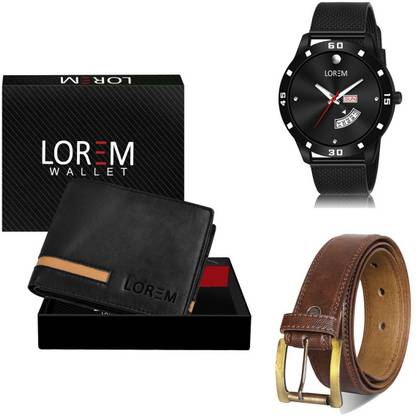 LOREM Belt, Wallet & Watch Combo