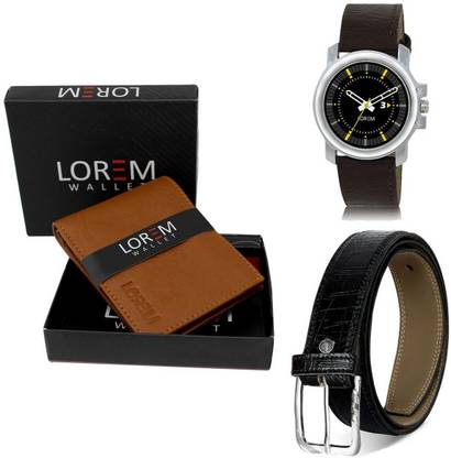 LOREM Belt, Wallet & Watch Combo