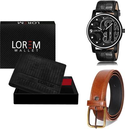 LOREM Belt, Wallet & Watch Combo