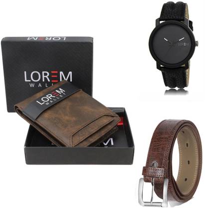 LOREM Belt, Wallet & Watch Combo