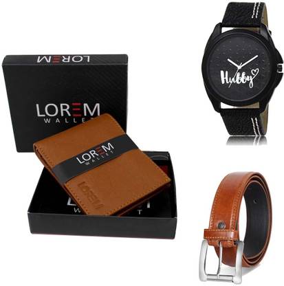 LOREM Belt, Wallet & Watch Combo