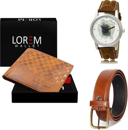 LOREM Belt, Wallet & Watch Combo