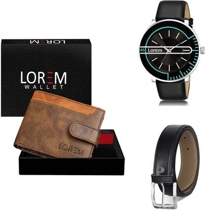 LOREM Belt, Wallet & Watch Combo