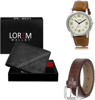 LOREM Belt, Wallet & Watch Combo