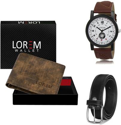 LOREM Belt, Wallet & Watch Combo