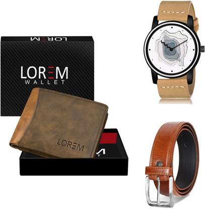 LOREM Belt, Wallet & Watch Combo