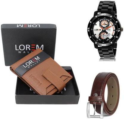LOREM Belt, Wallet & Watch Combo