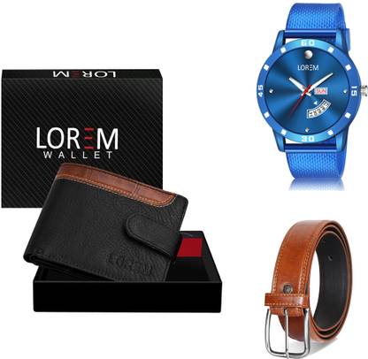 LOREM Belt, Wallet & Watch Combo