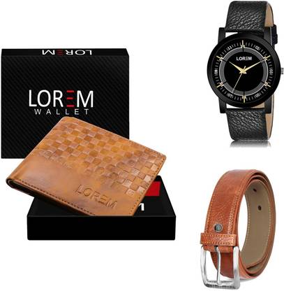 LOREM Belt, Wallet & Watch Combo