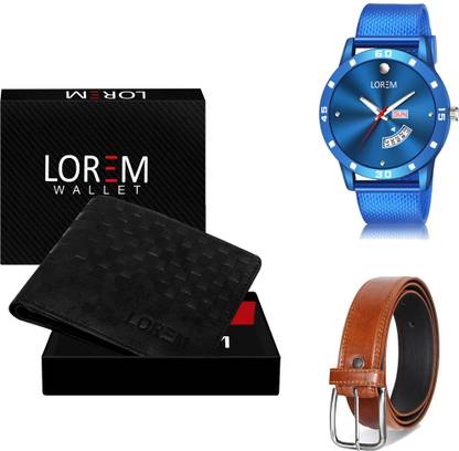 LOREM Belt, Wallet & Watch Combo