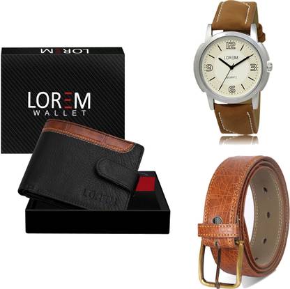 LOREM Belt, Wallet & Watch Combo