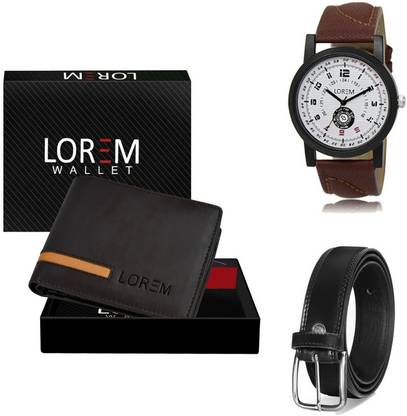 LOREM Belt, Wallet & Watch Combo