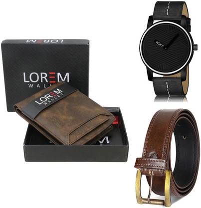 LOREM Belt, Wallet & Watch Combo