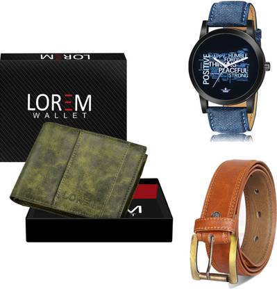 LOREM Belt, Wallet & Watch Combo
