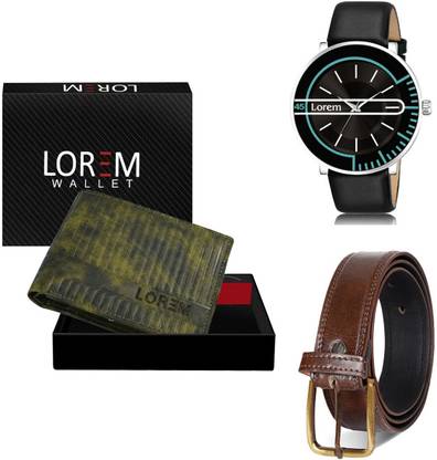 LOREM Belt, Wallet & Watch Combo