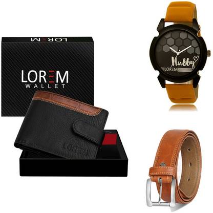 LOREM Belt, Wallet & Watch Combo
