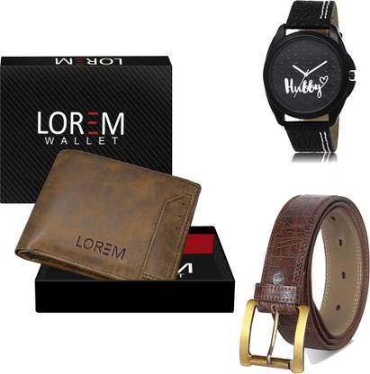 LOREM Belt, Wallet & Watch Combo