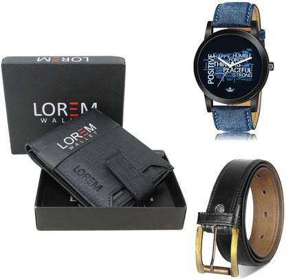 LOREM Belt, Wallet & Watch Combo
