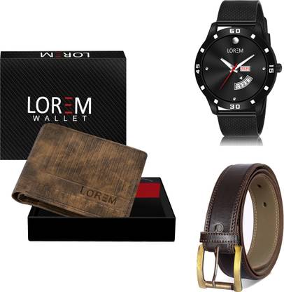LOREM Belt, Wallet & Watch Combo