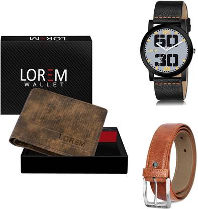 LOREM Belt, Wallet & Watch Combo