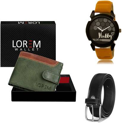 LOREM Belt, Wallet & Watch Combo
