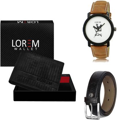 LOREM Belt, Wallet & Watch Combo