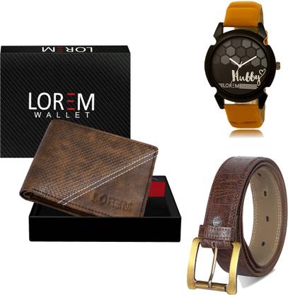 LOREM Belt, Wallet & Watch Combo