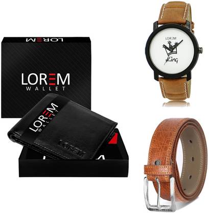 LOREM Belt, Wallet & Watch Combo