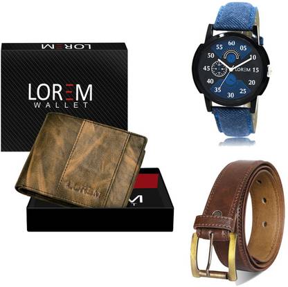 LOREM Belt, Wallet & Watch Combo