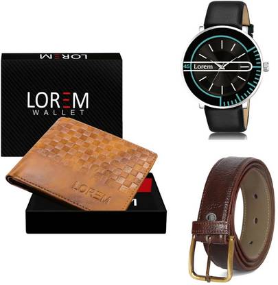 LOREM Belt, Wallet & Watch Combo