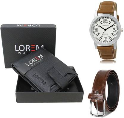 LOREM Belt, Wallet & Watch Combo