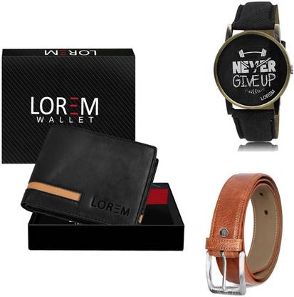 LOREM Belt, Wallet & Watch Combo