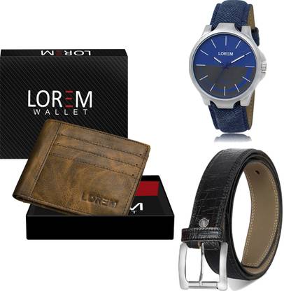 LOREM Belt, Wallet & Watch Combo