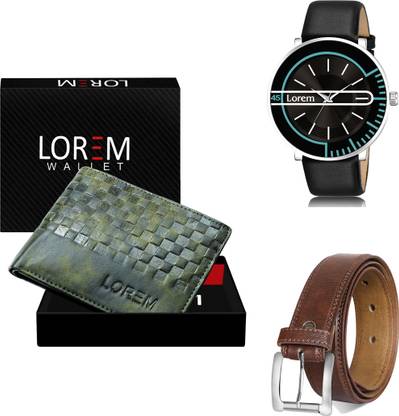 LOREM Belt, Wallet & Watch Combo