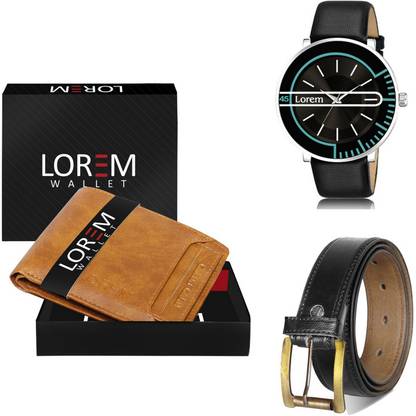 LOREM Belt, Wallet & Watch Combo