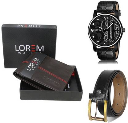 LOREM Belt, Wallet & Watch Combo