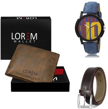 LOREM Belt, Wallet & Watch Combo