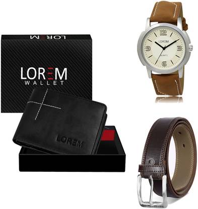 LOREM Belt, Wallet & Watch Combo