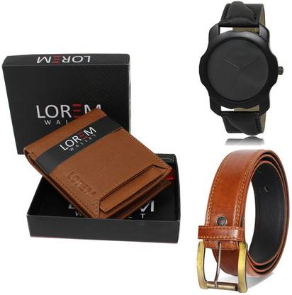LOREM Belt, Wallet & Watch Combo