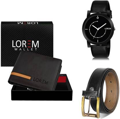 LOREM Belt, Wallet & Watch Combo