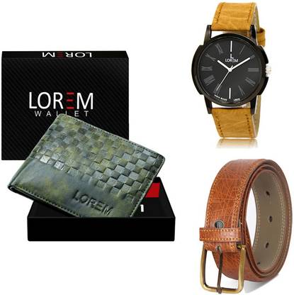 LOREM Belt, Wallet & Watch Combo