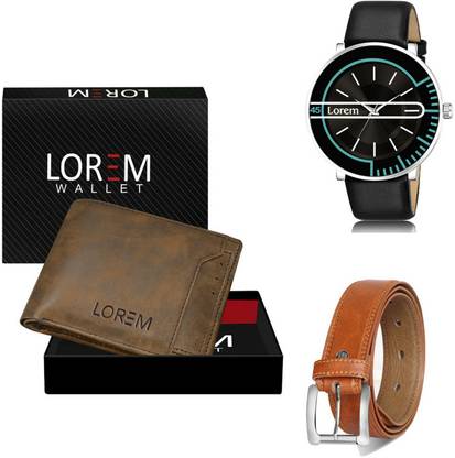 LOREM Belt, Wallet & Watch Combo