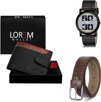 LOREM Belt, Wallet & Watch Combo