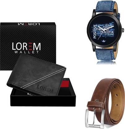 LOREM Belt, Wallet & Watch Combo