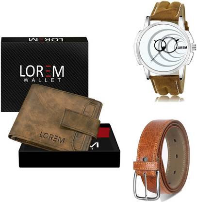 LOREM Belt, Wallet & Watch Combo