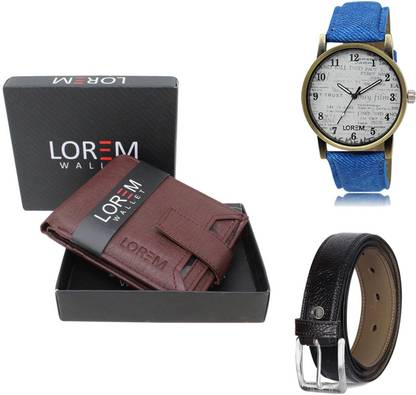 LOREM Belt, Wallet & Watch Combo