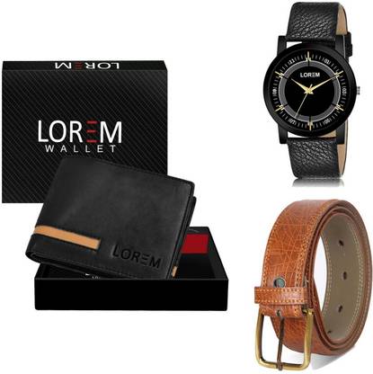 LOREM Belt, Wallet & Watch Combo