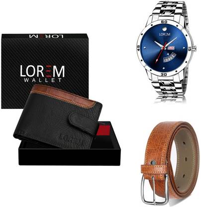LOREM Belt, Wallet & Watch Combo