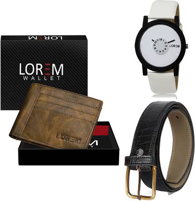 LOREM Belt, Wallet & Watch Combo