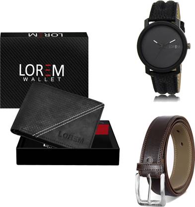 LOREM Belt, Wallet & Watch Combo